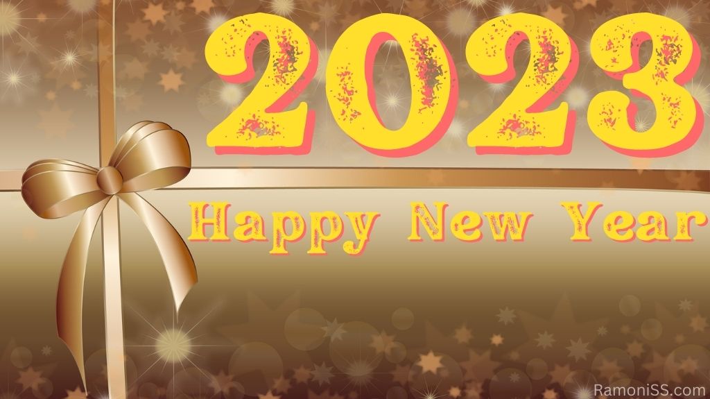 Happy new year 2023 wishes yellow greeting card template.