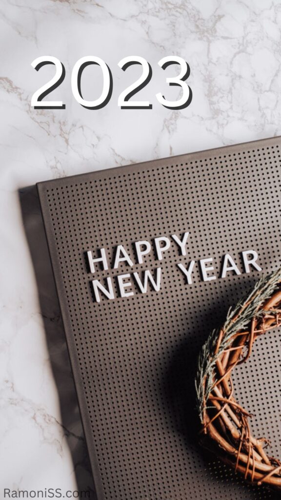 Happy new year 2023 diary image template in white for.