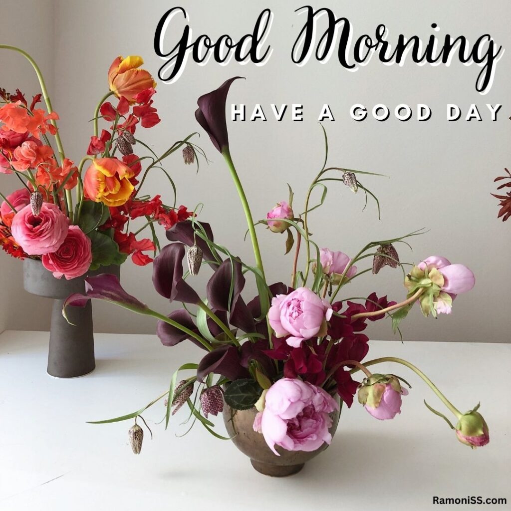 Roses flowers in the flowerpot on the table good morning status for whatsapp