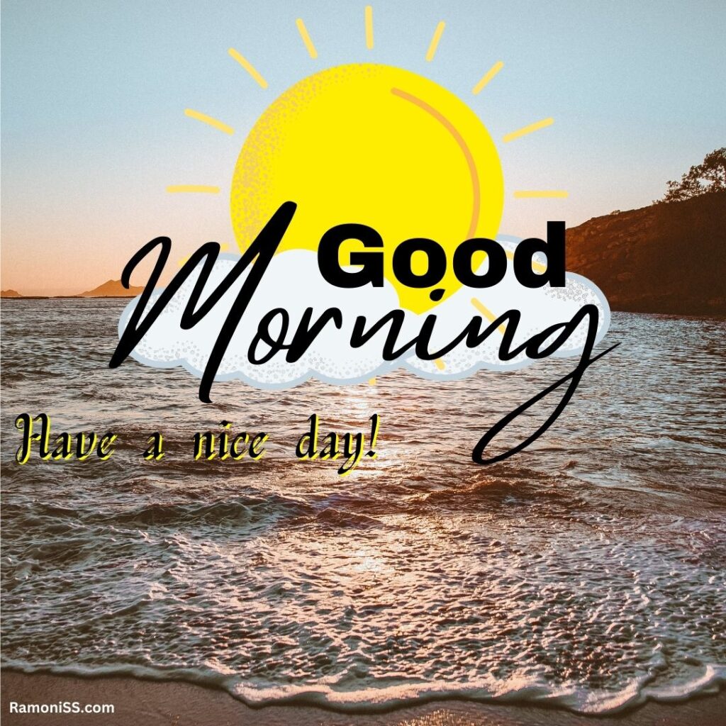 View of the sun rising on the seashore good morning instagram status image
