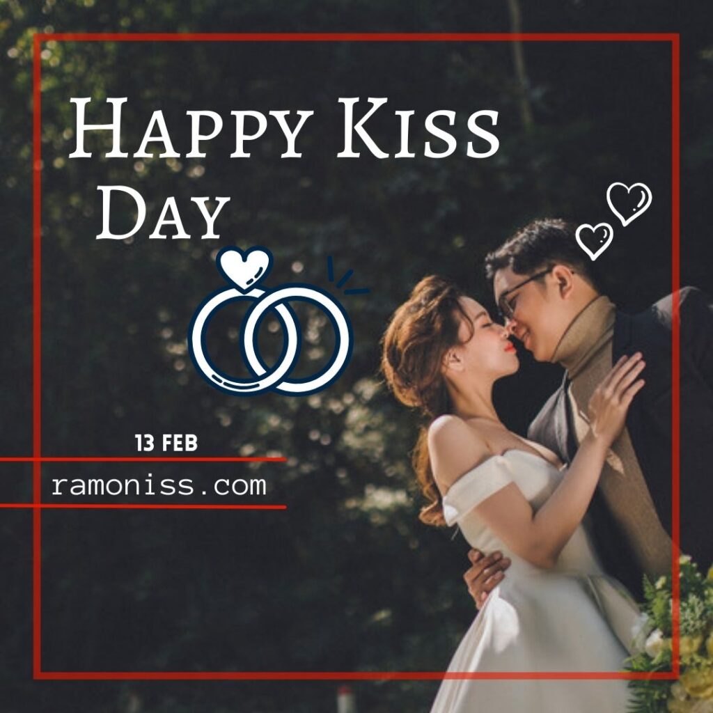 Girl in white gown and boy in black coat trying to kiss each other romantic valentine's happy kiss day images