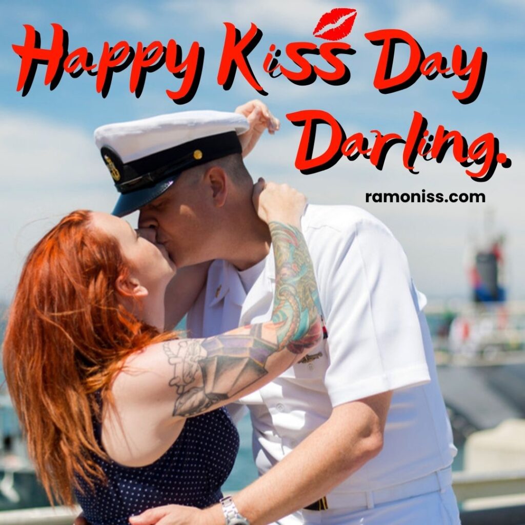 The pilot kissing his girlfriend valentine's kiss day photo