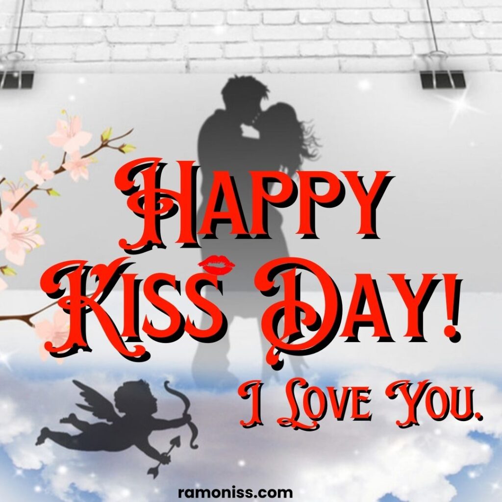 Painting of a couple kissing on white paper valentine's cute kiss day images