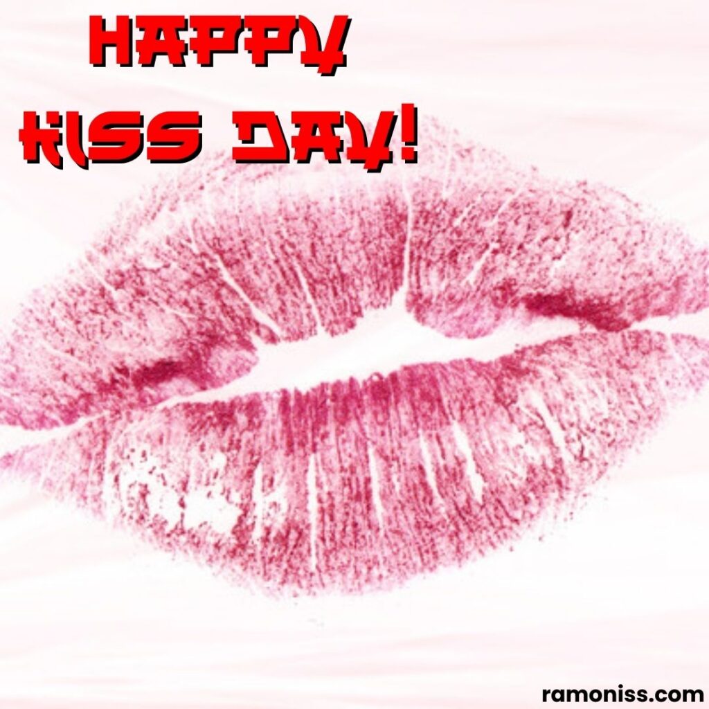 Red kiss mark on the white background happy kiss day image