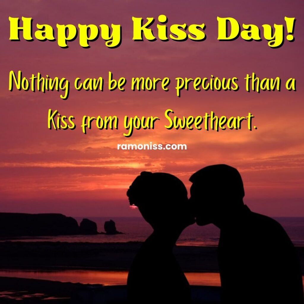 Sunset background and love couple kissing each other happy valentine's kiss day images