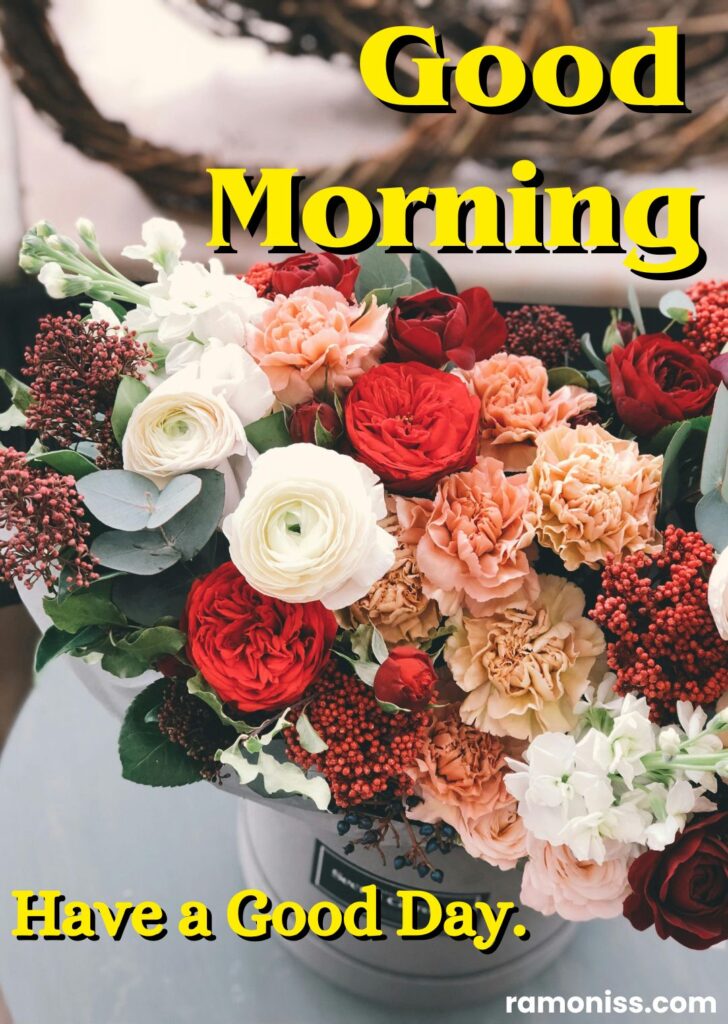 White brown and red-orange flowers bouquet good morning flowers images.