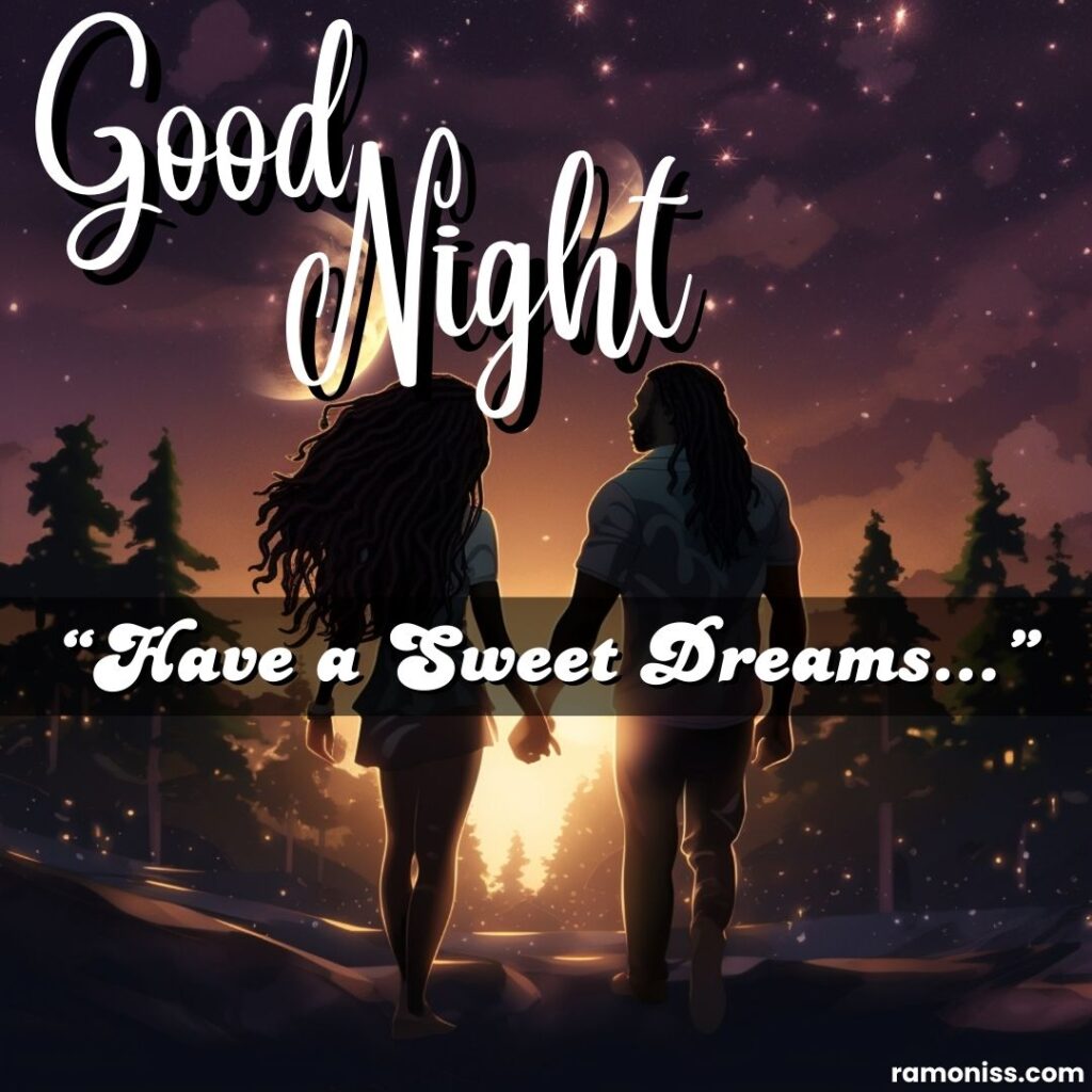 Ai-generated girl and boy holding hands at night beautiful good night romantic images for lover.