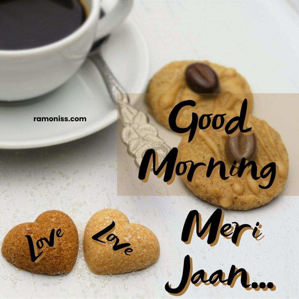 Espresso coffee sugar cookies snack on the white surface good morning images for my love.
