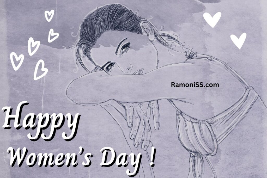 Pencil sketch of a girl sitting on the chair in a hot pose happy women's day drawing images.