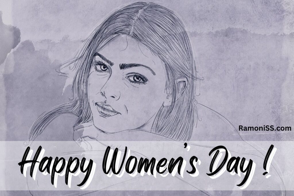 Pencil sketch of a woman sitting with her heads in her hands happy women's day drawing picture.