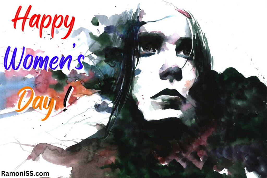 Colourful painting of a woman international happy women's day drawing picture.
