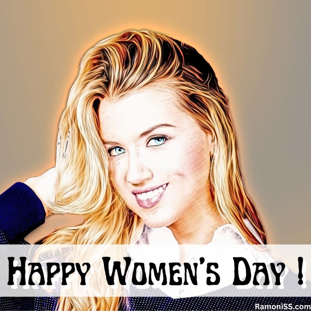 Painting of a beautiful woman with blonde hair easy women's day drawing picture.