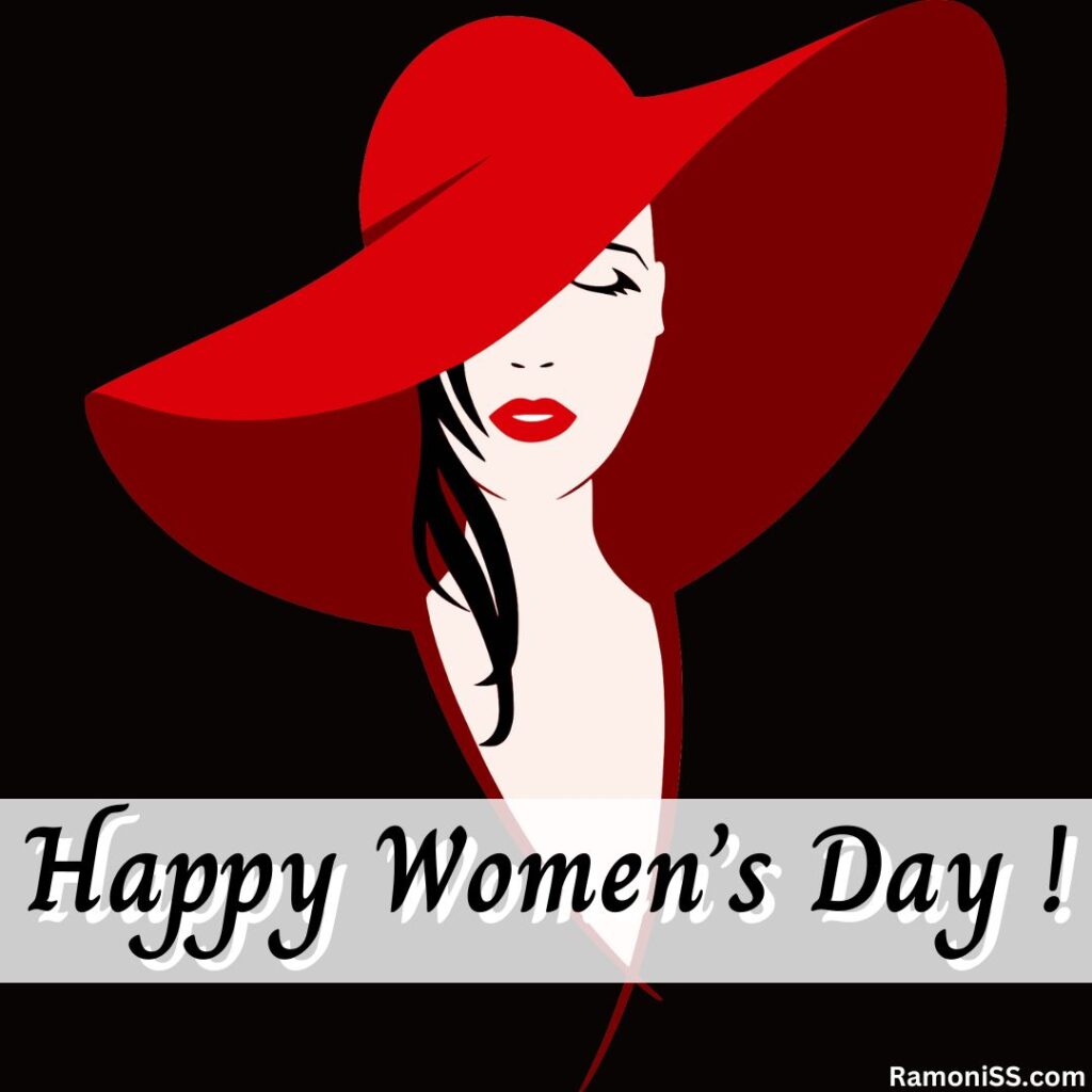Woman red hat lips young drawing easy women's day special drawing picture.