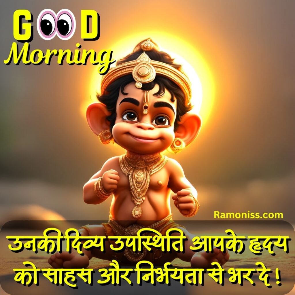 Ai gerated lord hanuman good morning god images with hindi quotes