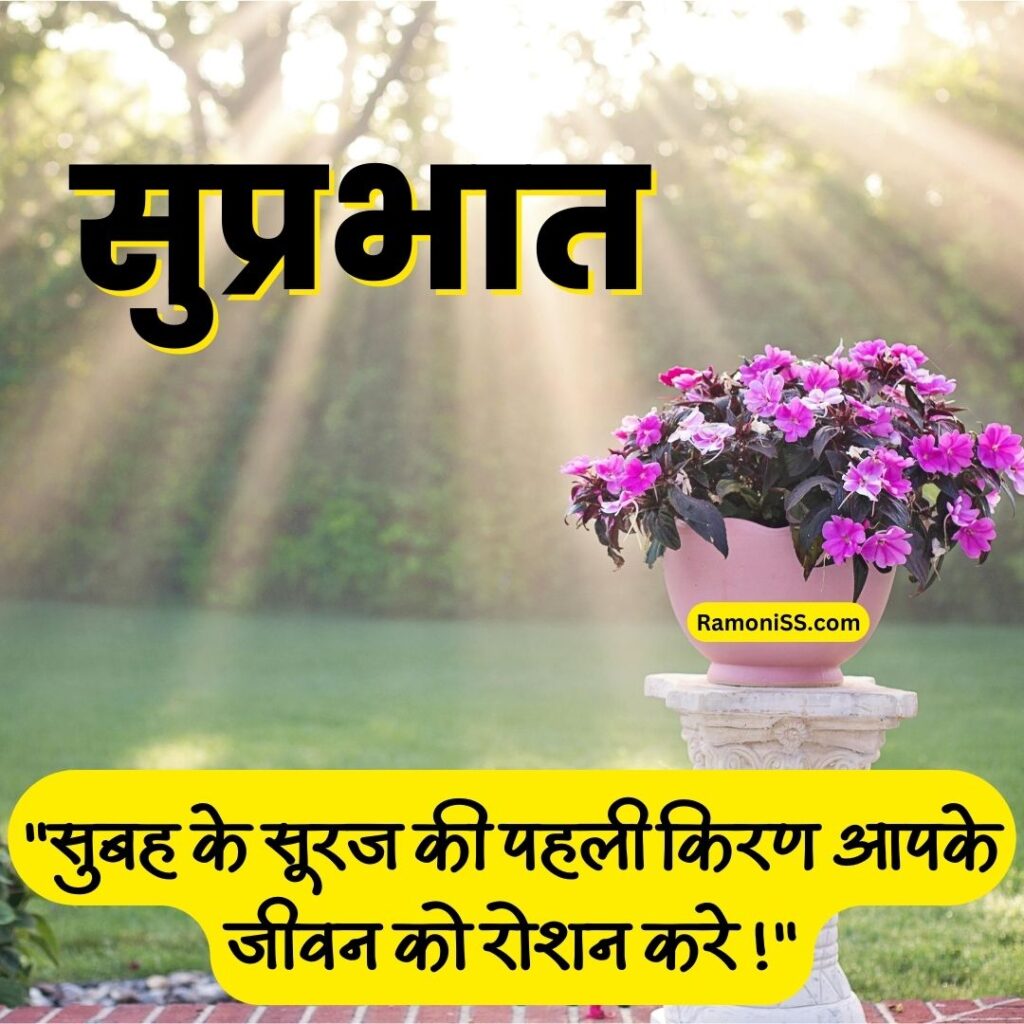 Flower pot placed on the pole suprabhat images in hindi